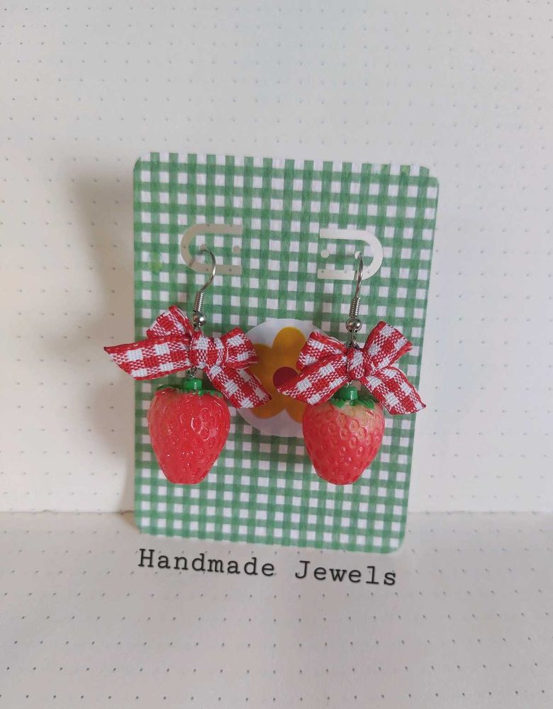 Strawberry Red Bow Earrings