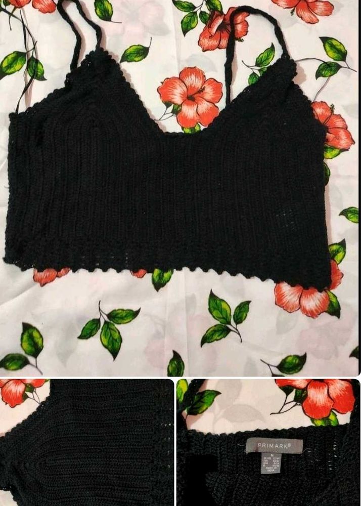 Black Knit Crop Top