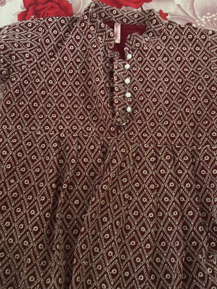 Maroon Diamond Print Tunic