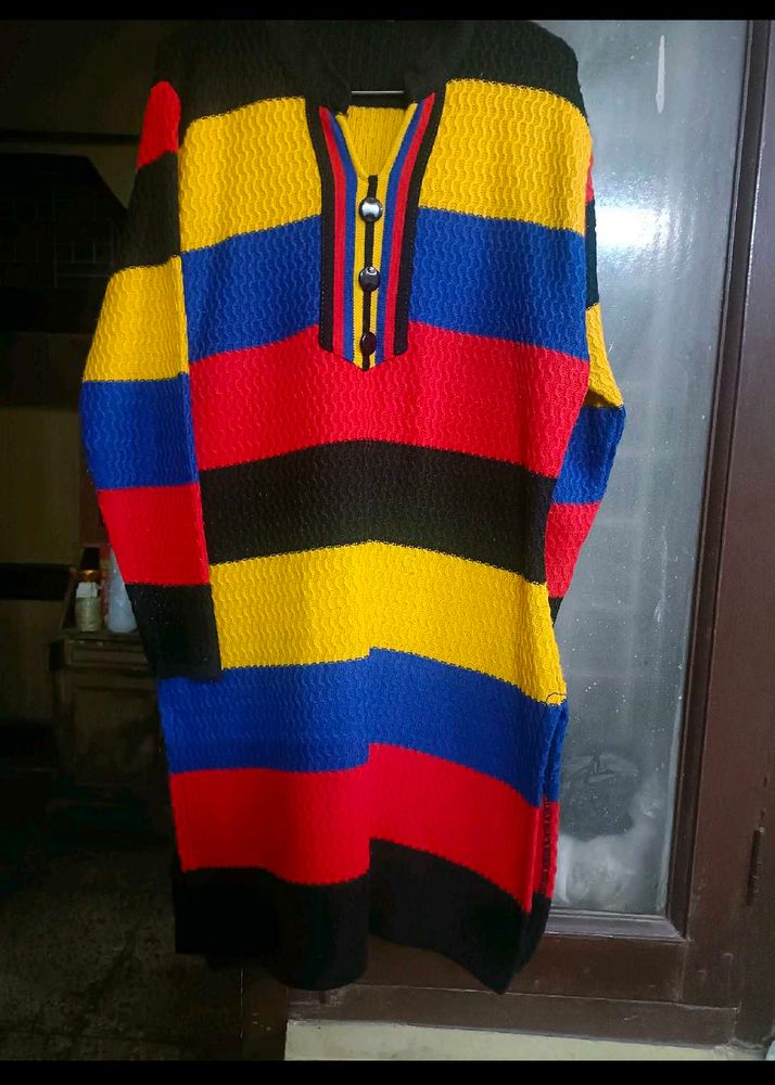 Beautiful Multicolour Woollen Kurti In Xl Size