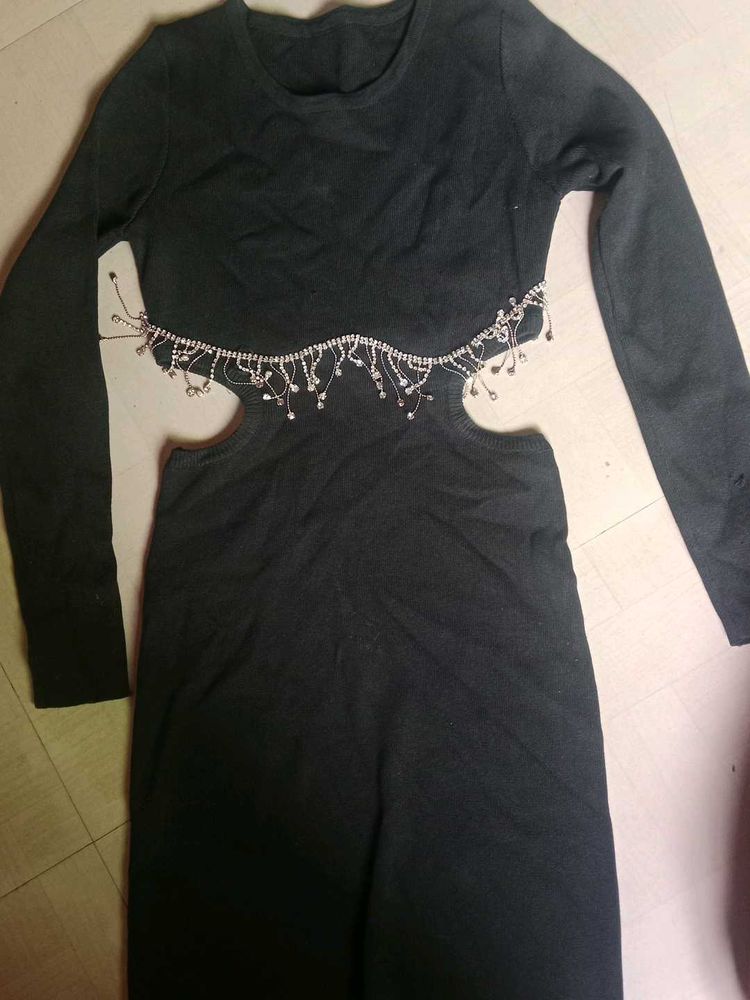Cutout Beaded Mini Dress