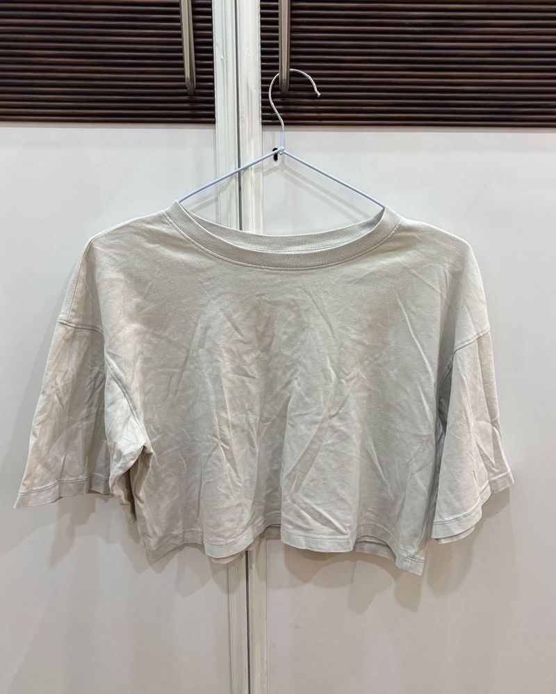 Beige Cropped T-Shirt