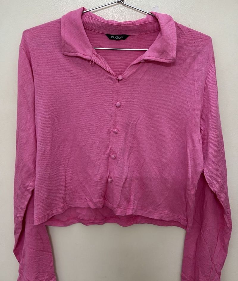 Pink Button-Down Top