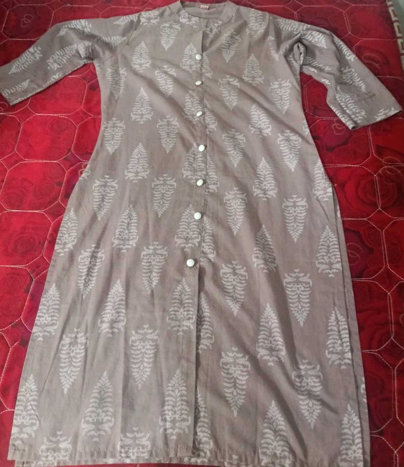 Elegant Grey Printed Kurta