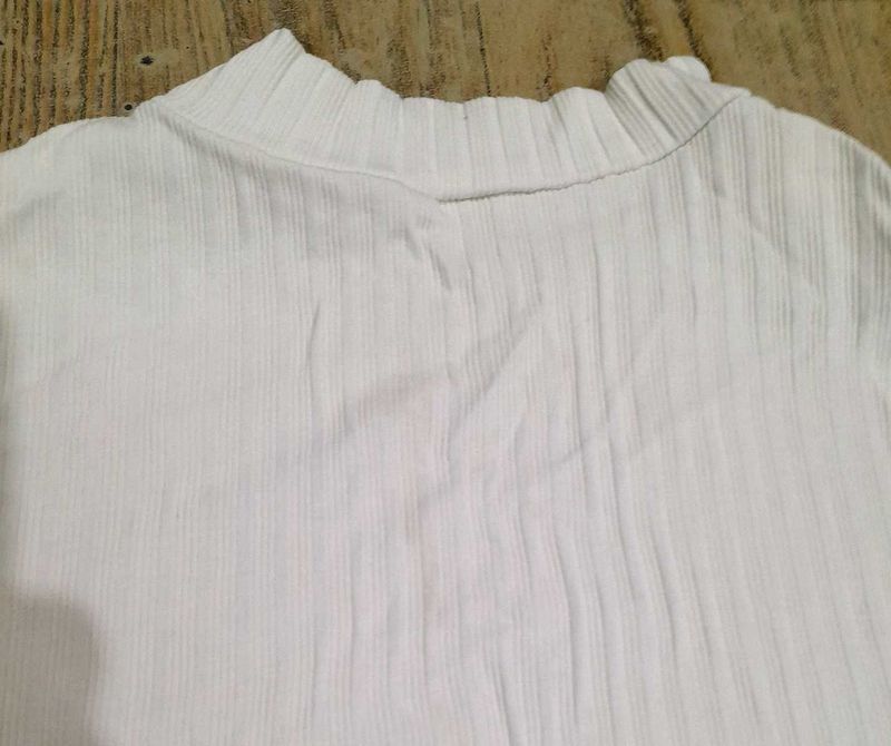 White Ribbed Knit Top