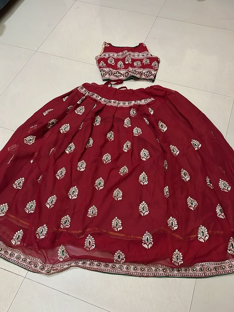 Maroon Embroidered Lehenga Choli Set