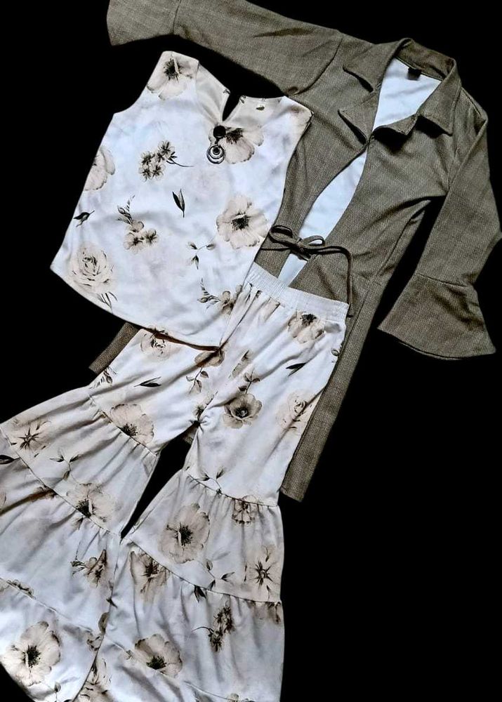 Beige Palazzo Outfit Set