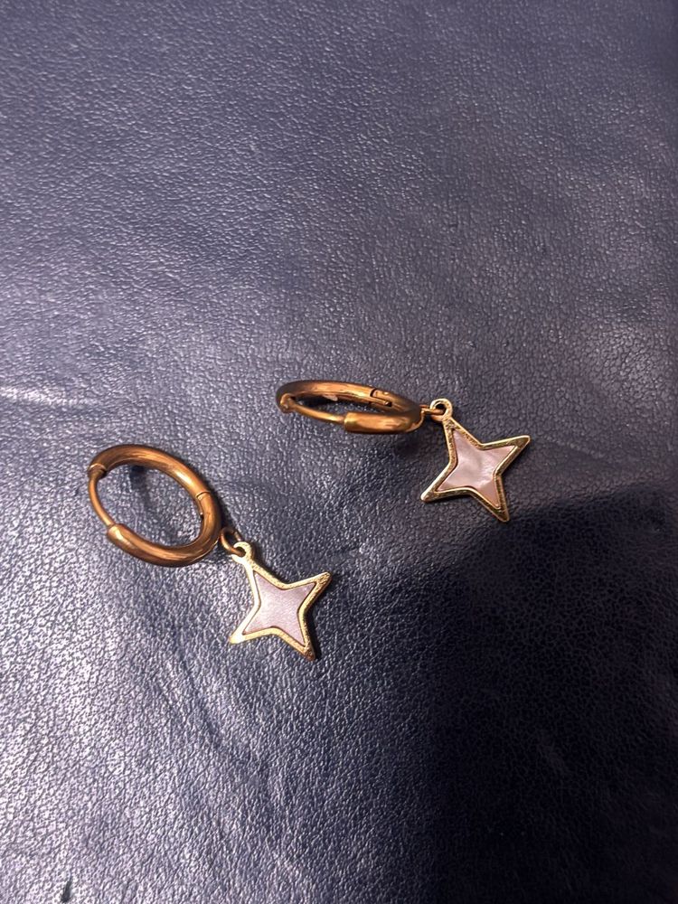 Stellar Glow – Dainty Star Charm Hoop Earrings