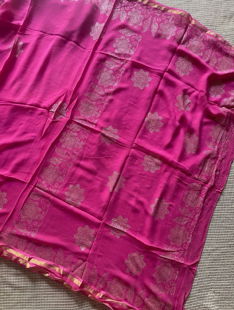 Pink Chiffon Saree
