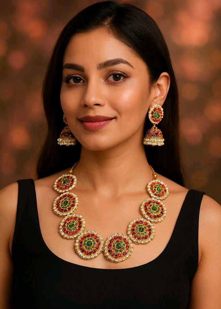 Statement Kundan Necklace &amp; Earring Set