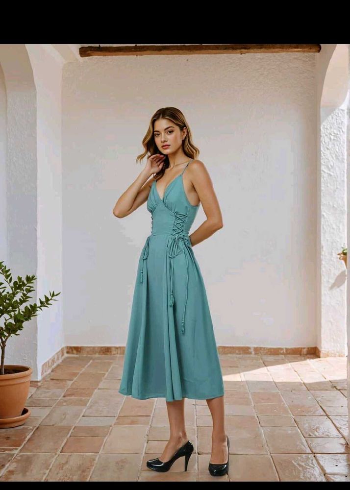 Blue Elegant Midi Dress