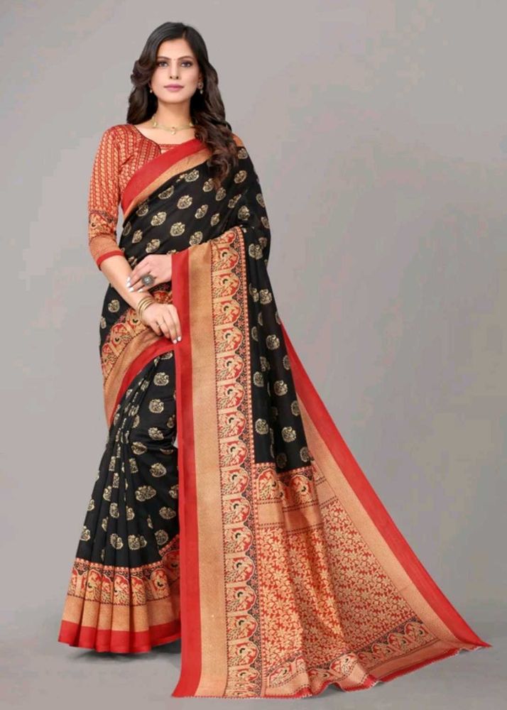 Elegant Black &amp; Red Saree