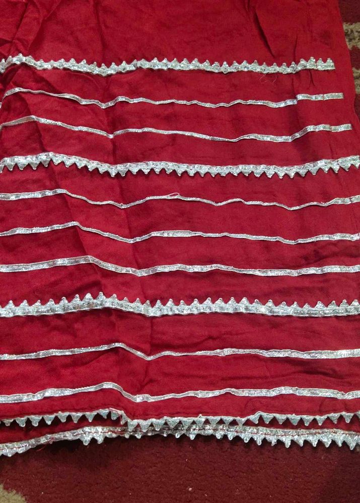 Red &amp; Silver Embellished Fabric