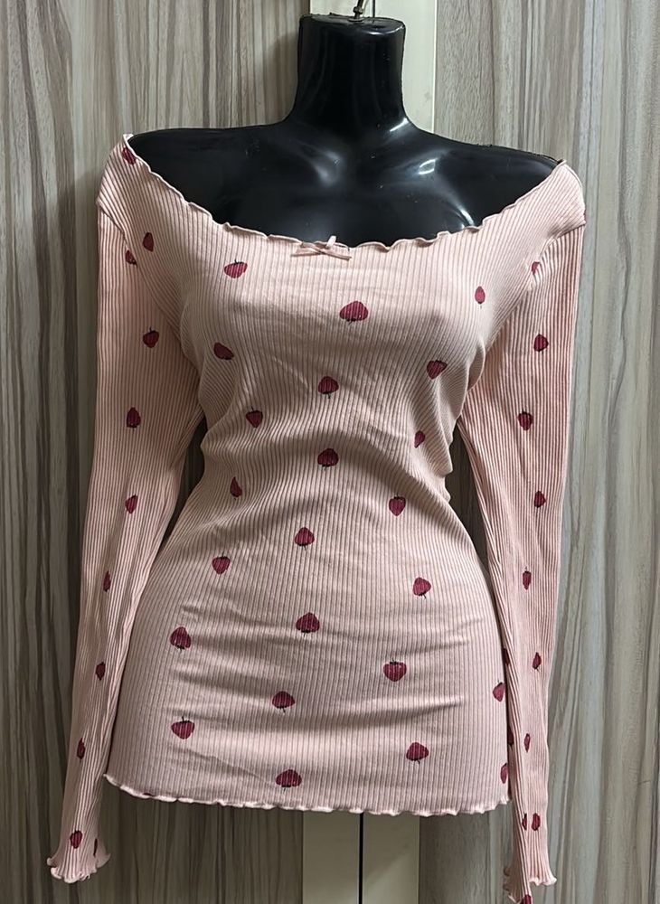 Strawberry Print Long Sleeve Top