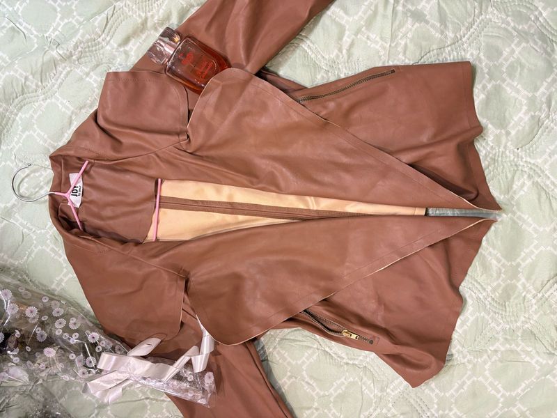 Brown Faux Leather Jacket