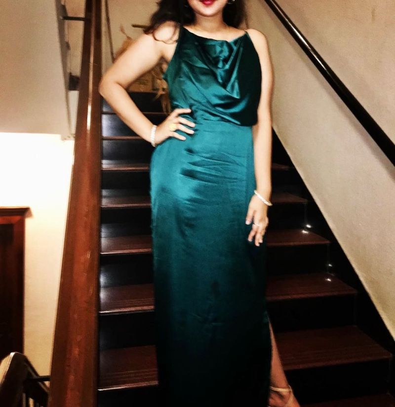 Green Satin Dress