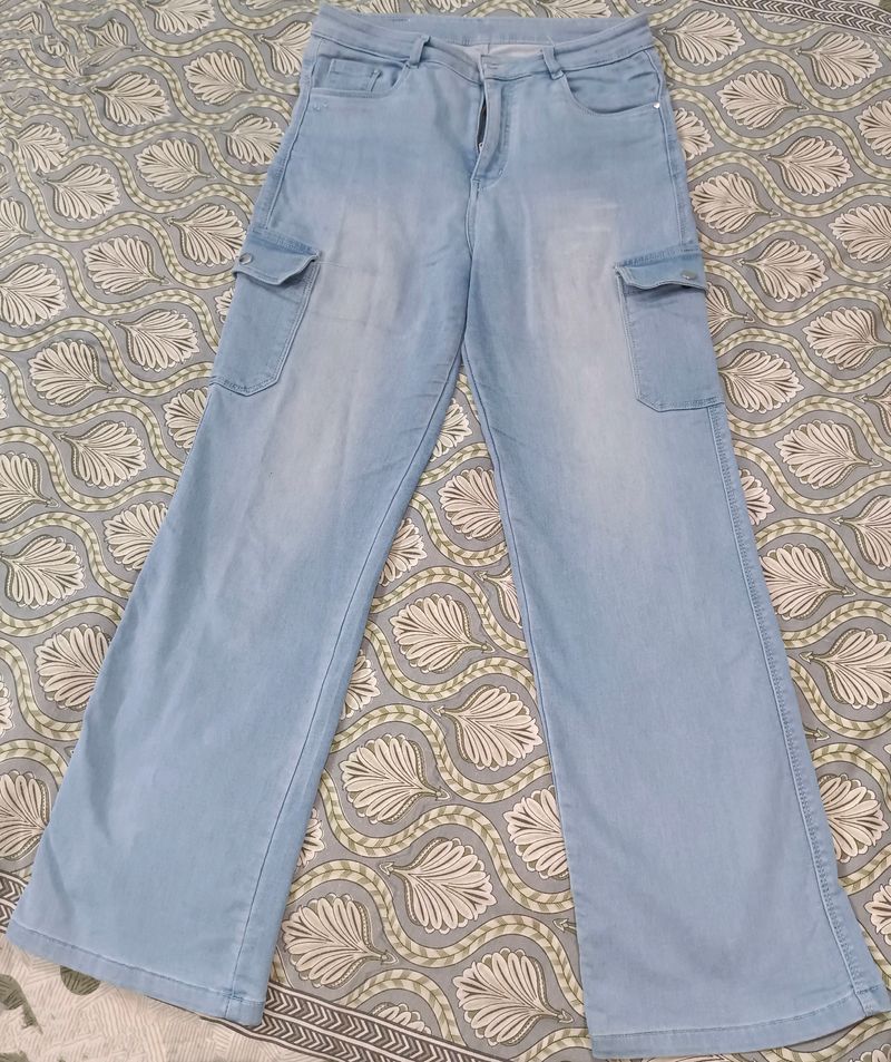 PRICE DROPPED🔥Ice Blue Straight Wide Leg Jeans👖