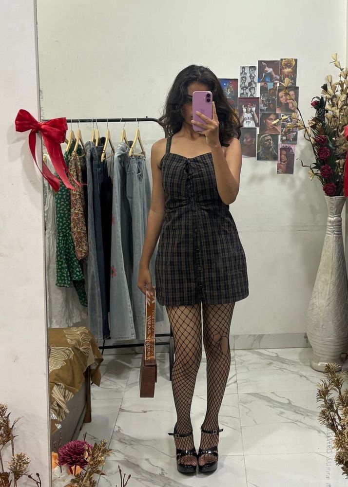 Cute Plaid Romper Checkered Dress