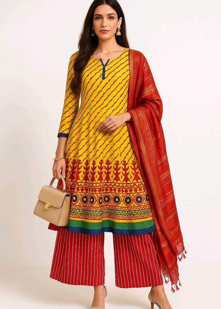 Newly Beautiful Embroidery Long  Kurta Pant Dupata