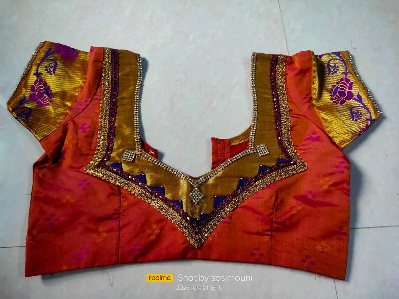 Beautiful Stone Work Pattu  Blouse For Women
