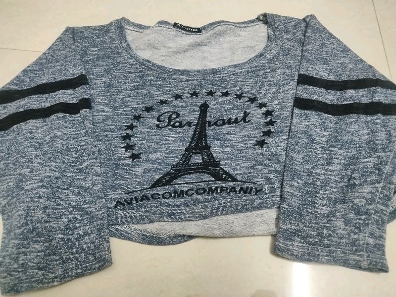 Paris Eiffel Tower Cropped Sweatshirt