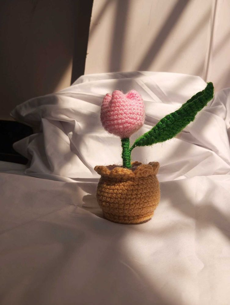 Handmade Crochet Tulip Flower Pot