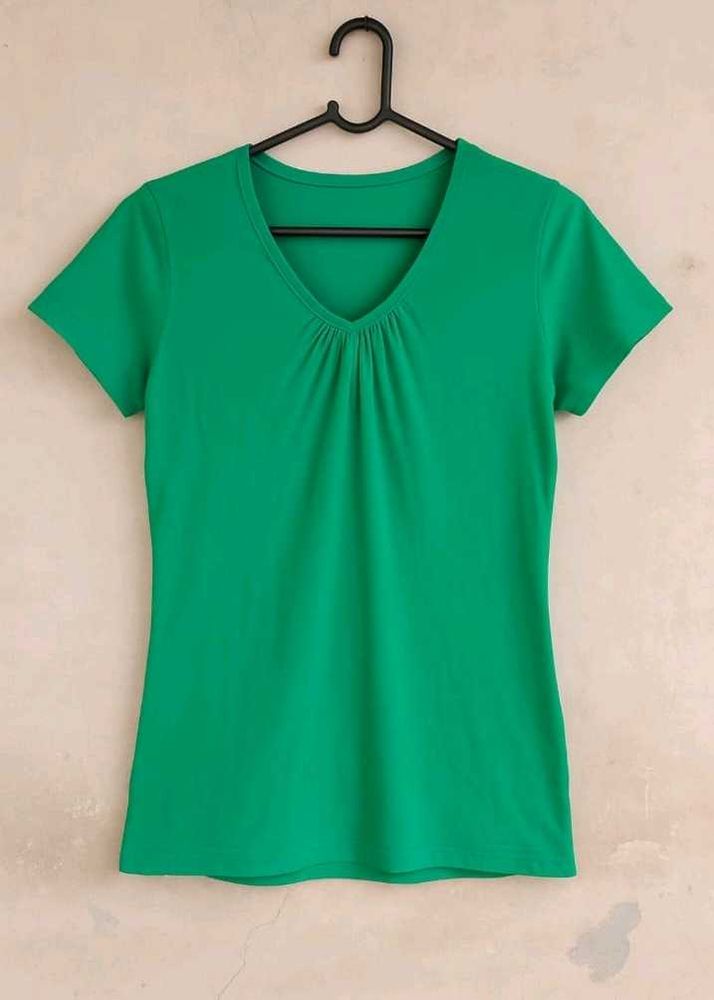 Green V-Neck Top