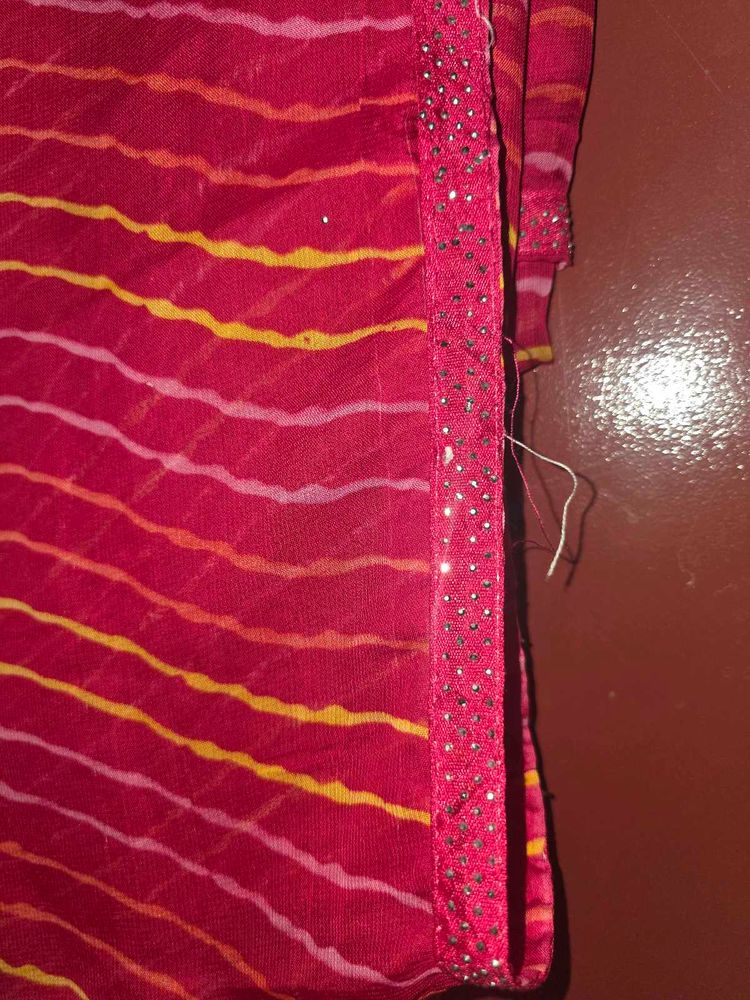 Pink Lehriya Saree