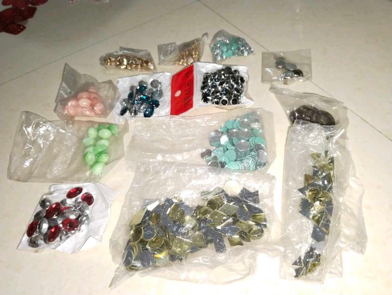 Stones buttons and beads ...Craft Supplies Lot