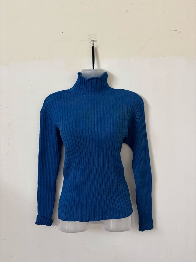 Blue Turtleneck Sweater