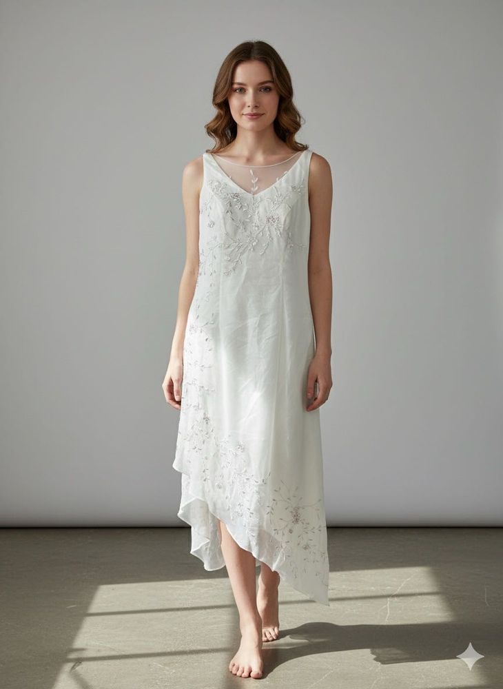 White Embellished Midi Dress