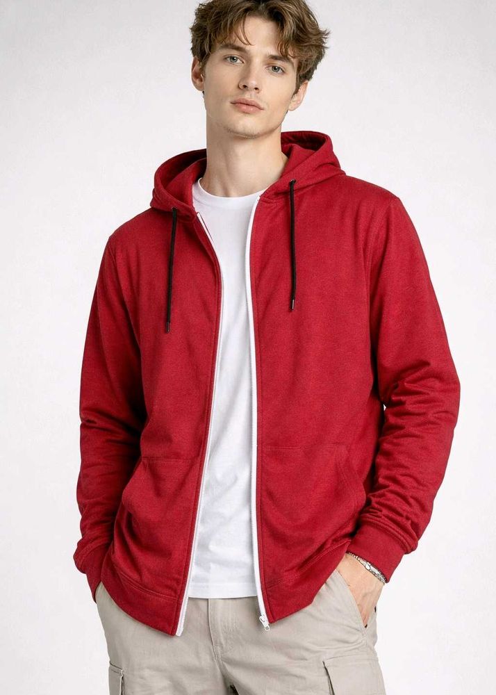 Red Zip-Up Hoodie, M Size