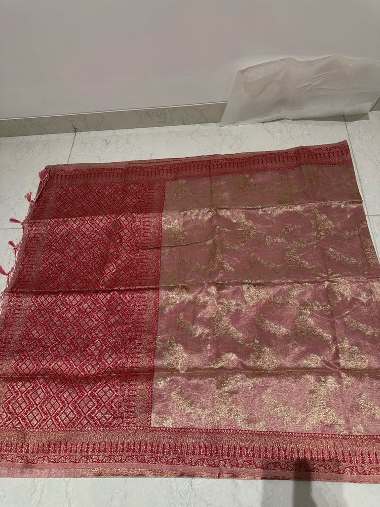 Onion Pink Tissue Saree