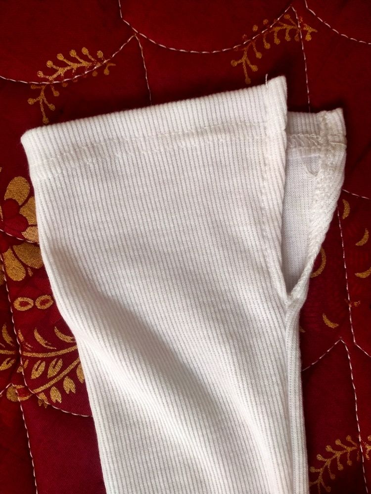 White Bell Bottom Sleeves Crop Top
