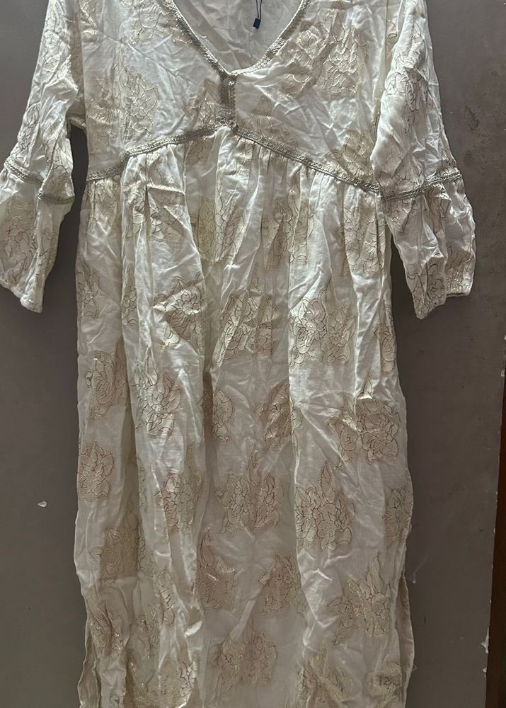 ZUDIO White &amp; Gold Kurta