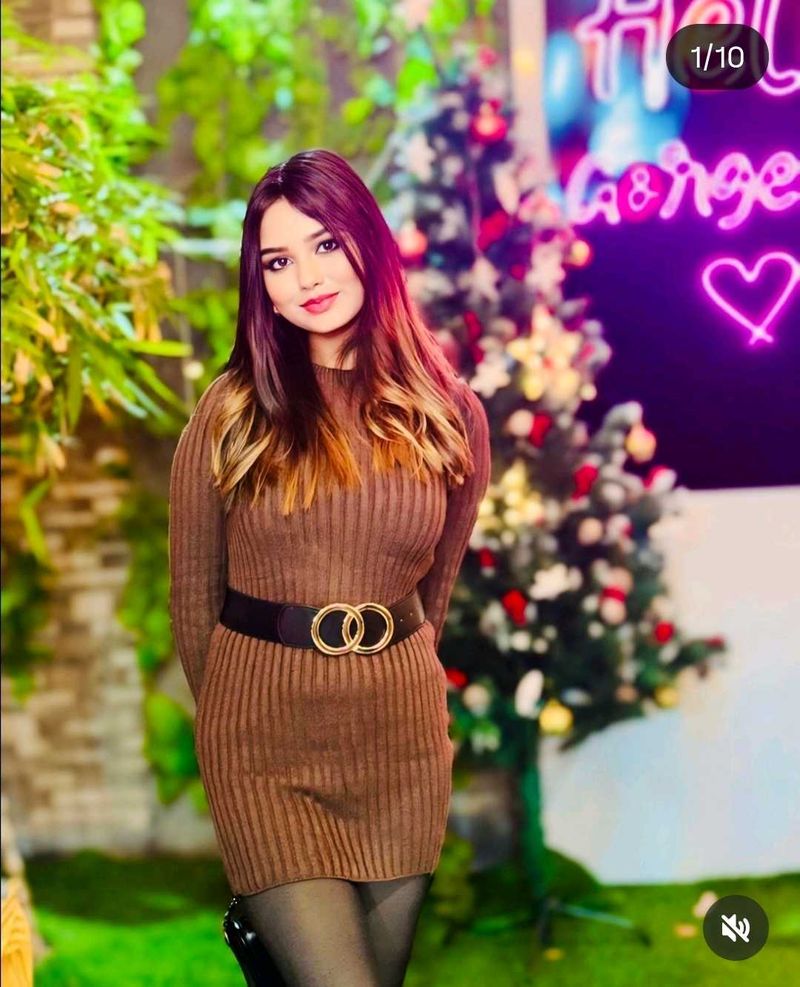 Brown Ribbed Knit Mini Dress For Winter