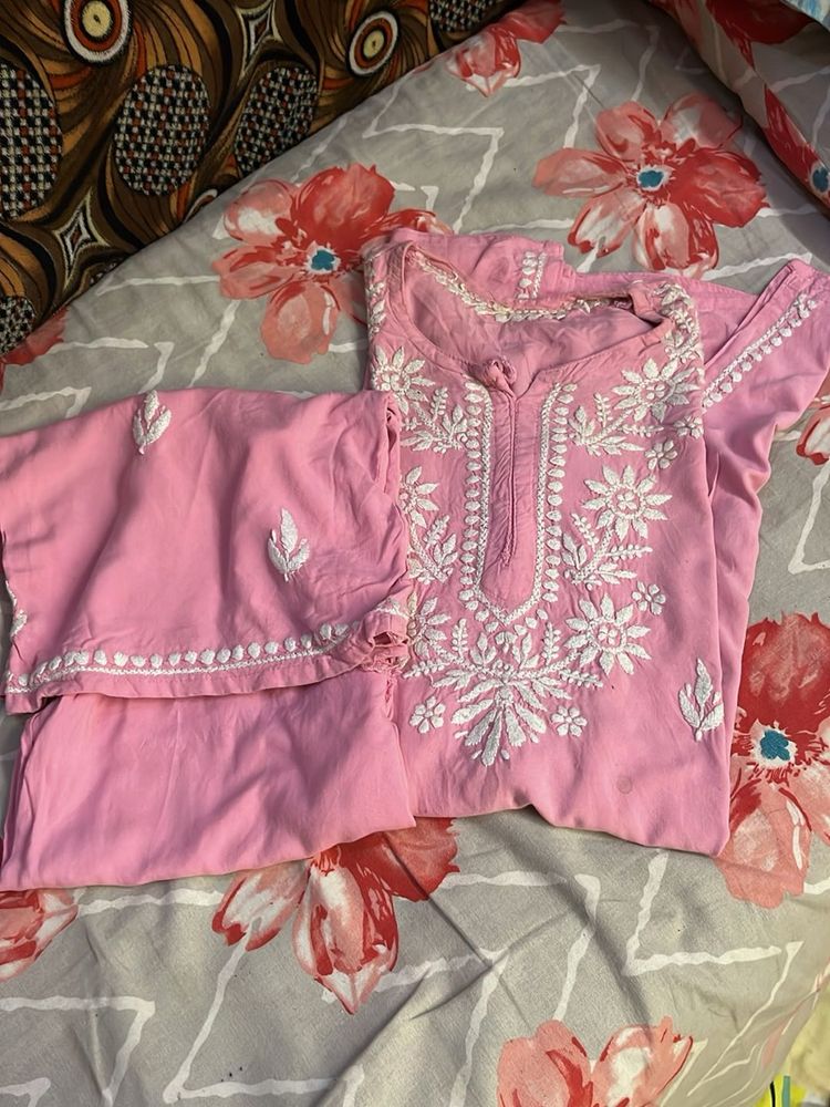 Pink Embroidered Kurta Set
