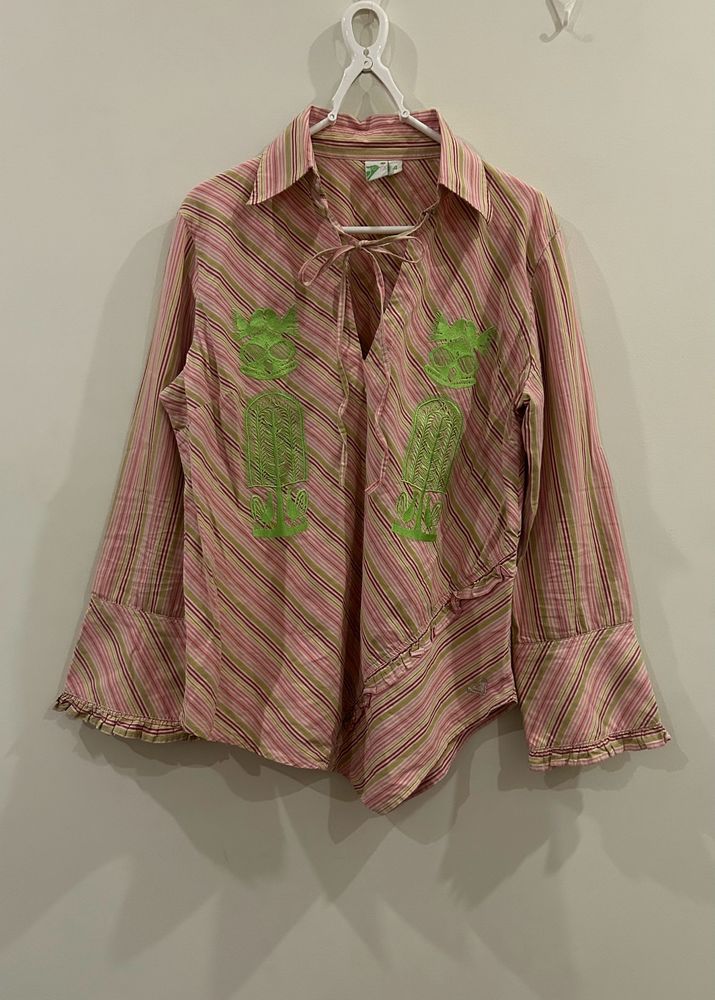 Neck And Sleeve Detailed Shirt