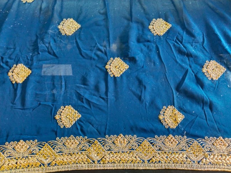 Embroidery Saree With Blouse And Stone
