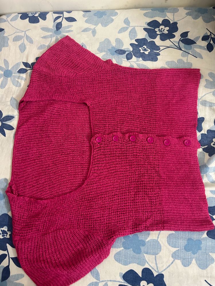 Pink cropped cardigan- women