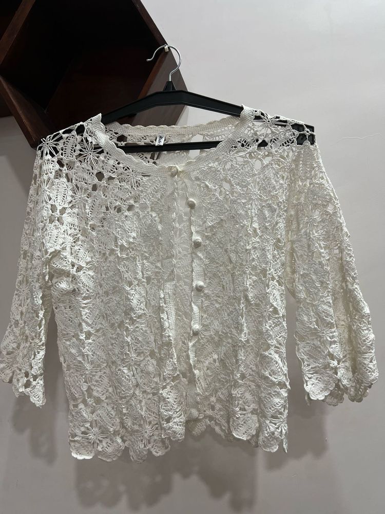 white Lace crochet Cardigan