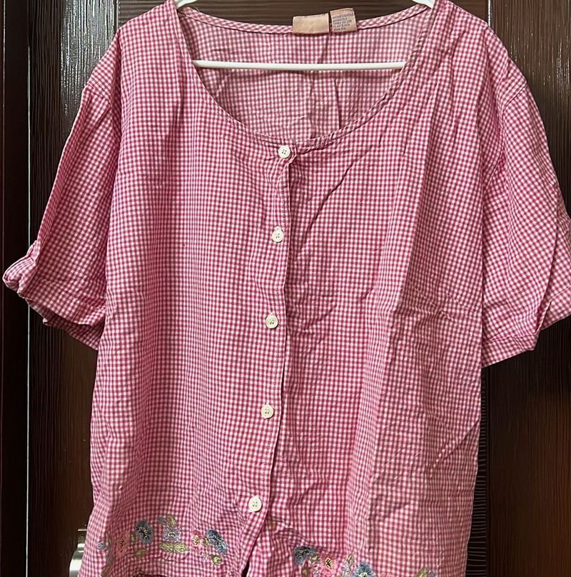Pink Gingham Top