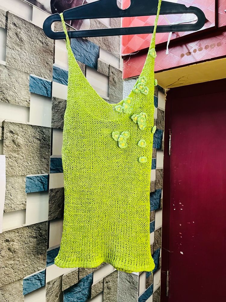 Green Knit Tank Top