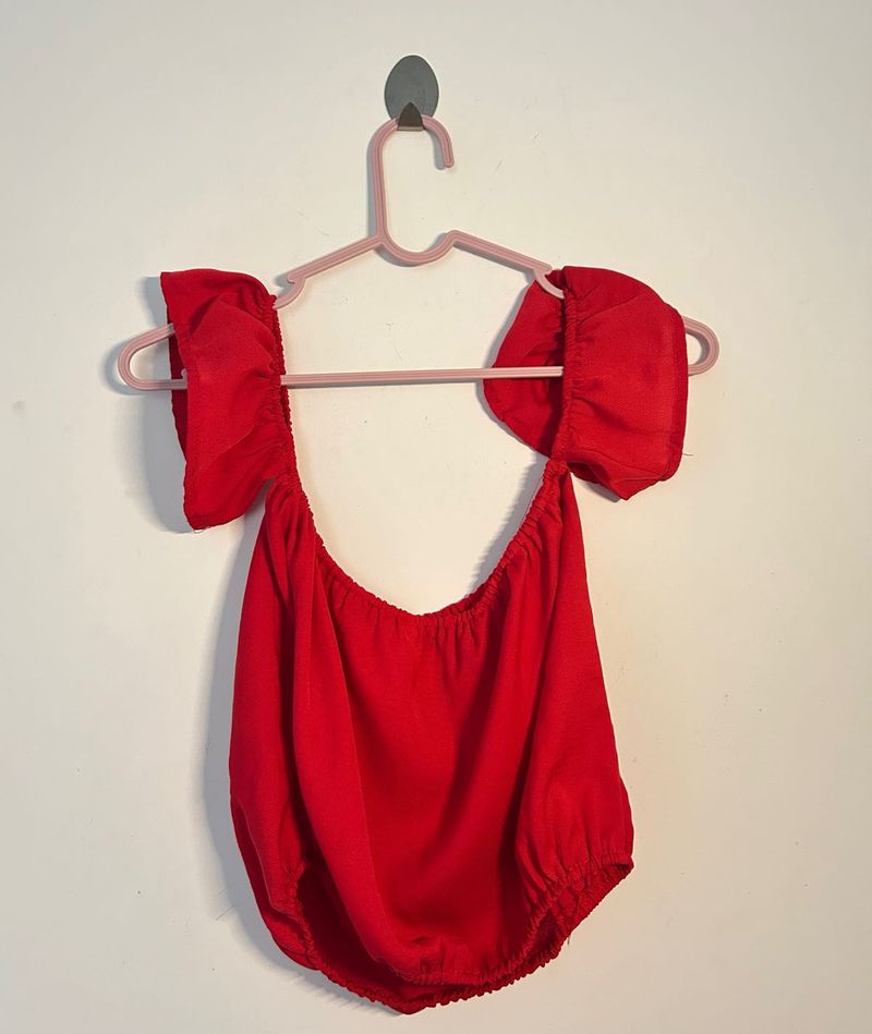 Red Off-Shoulder Bodysuit