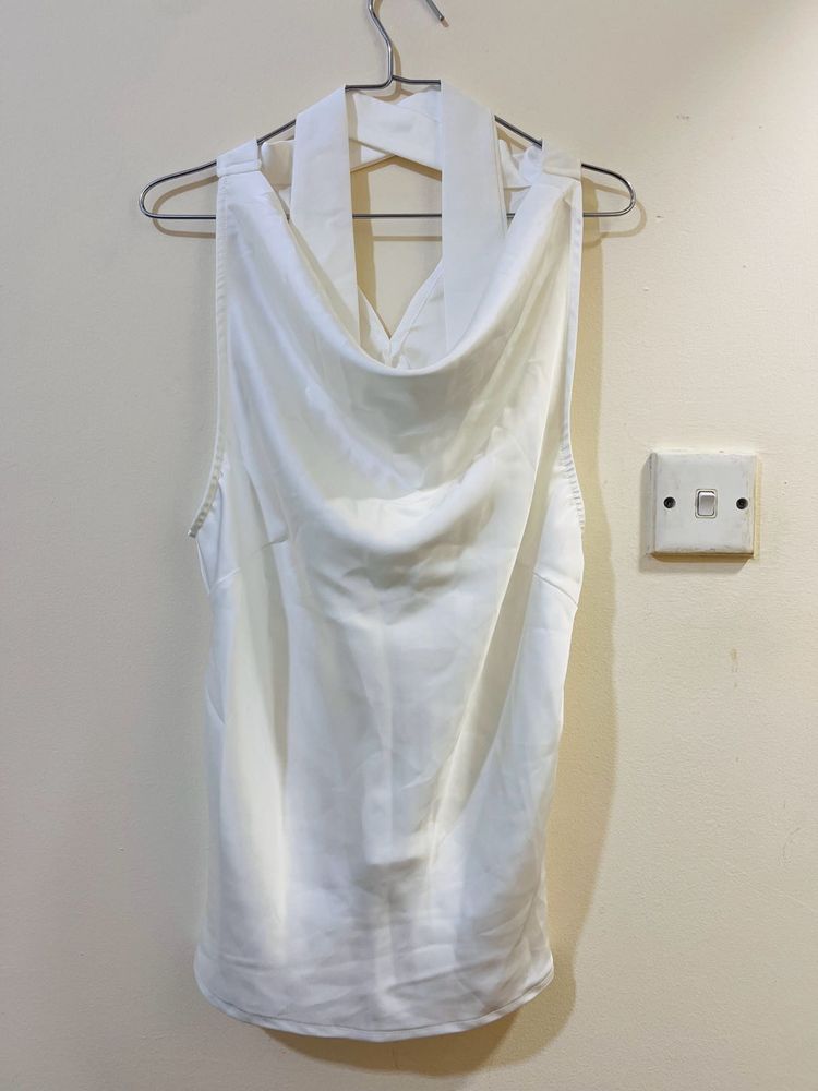 Elegant White Halter Top Small Size - Fits Medium