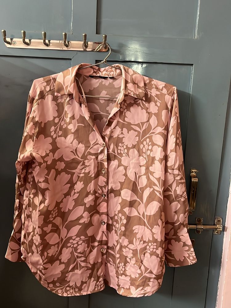 WestSide Partywear Blouse Shirt Brown And Pink