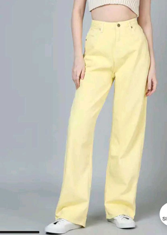 butter Yellow Wide Leg Jeans