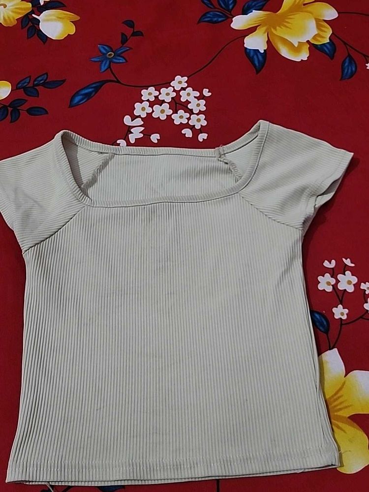 Ribbed Square Neck Top