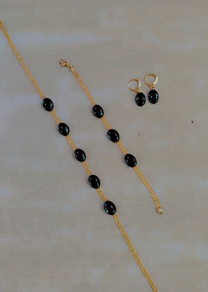 Elegant Black Stone Jewelry Set