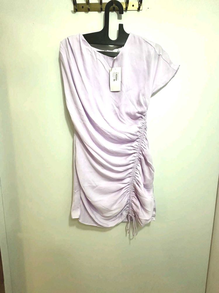 Lilac Ruched Mini Dress